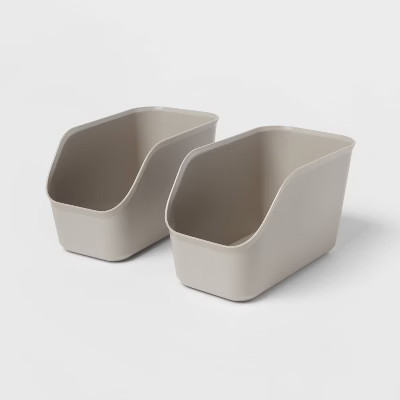 Medium 2pk Open Front Flexible Storage Bins Gray - Brightroom™ | Target