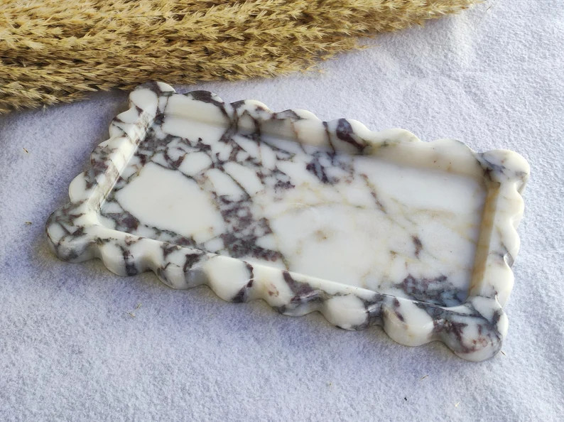 VIOLA Marble Scalloped Rectangle Tray 28cm.x16cm.x2cm ST3 Design - Etsy | Etsy (US)
