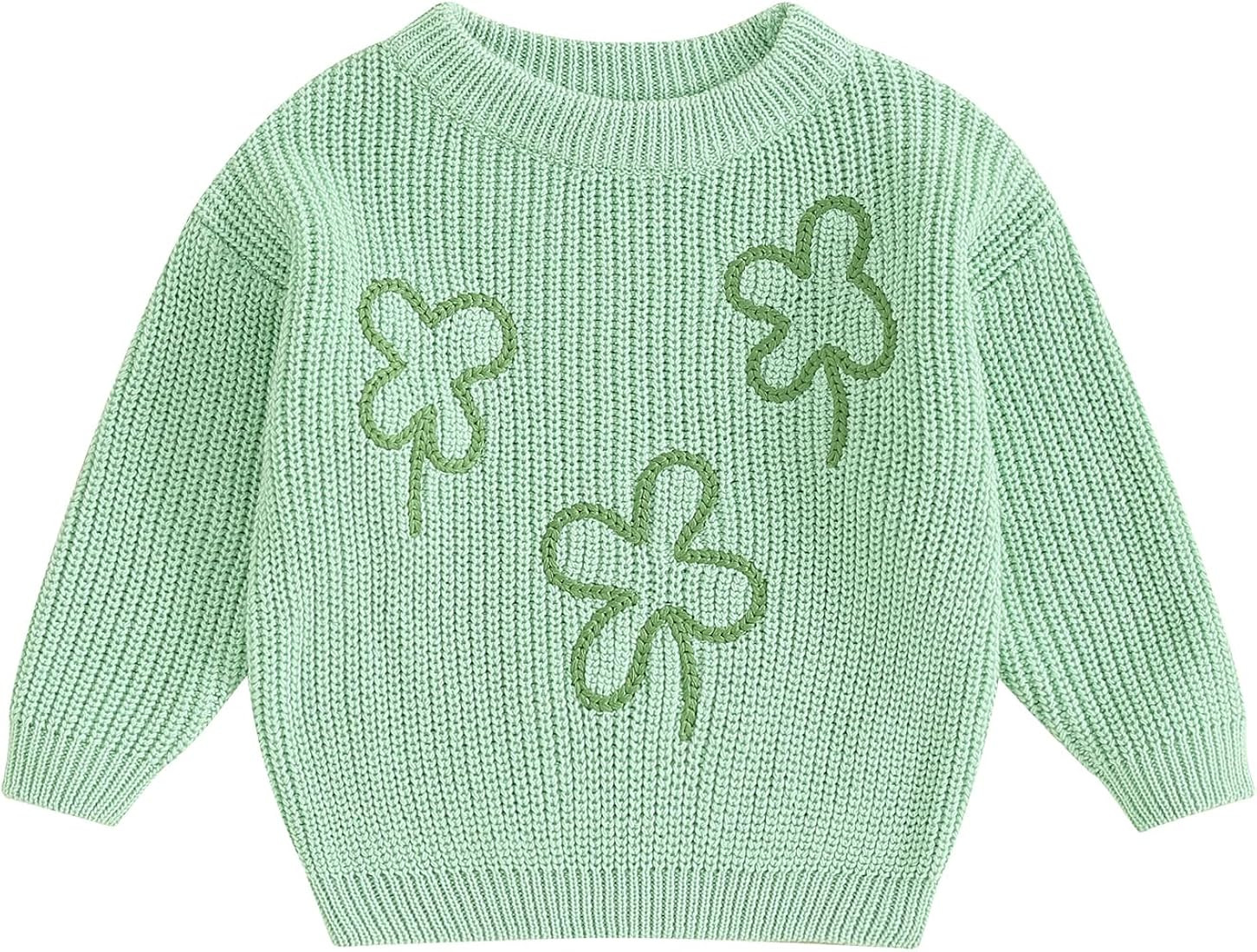 Toddler Baby Girl Easter Outfit Bunny Embroidery Long Sleeve Kint Sweater Infant Knitted Easter S... | Amazon (US)