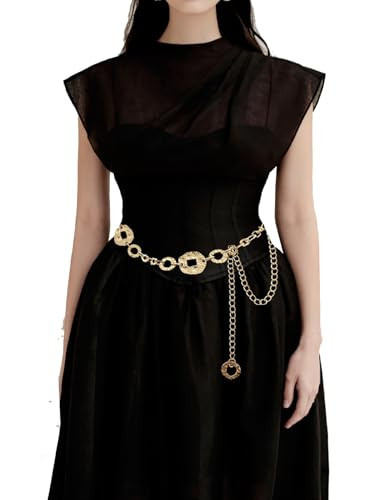 TOPACC Gold Metal Link Chain Belt for Women Waist Chunky Thick Circle Hippie Belt for Dresses Jean | Amazon (US)
