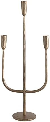 Creative Co-Op Hand-Forged Metal Candelabra, Antique Brass Finish (Holds 3 Taper Candle Holder | Amazon (US)