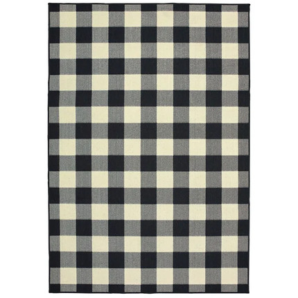 Cliquez pour plus d'informations sur le tapis intérieur/extérieur Wiest Plaid noir/crème