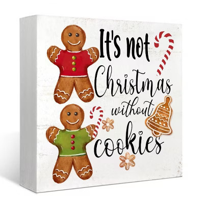 Christmas Gingerbread Decor Sign for Kitchen,It's Not Christmas without Cookies Wooden Box Sign | Target