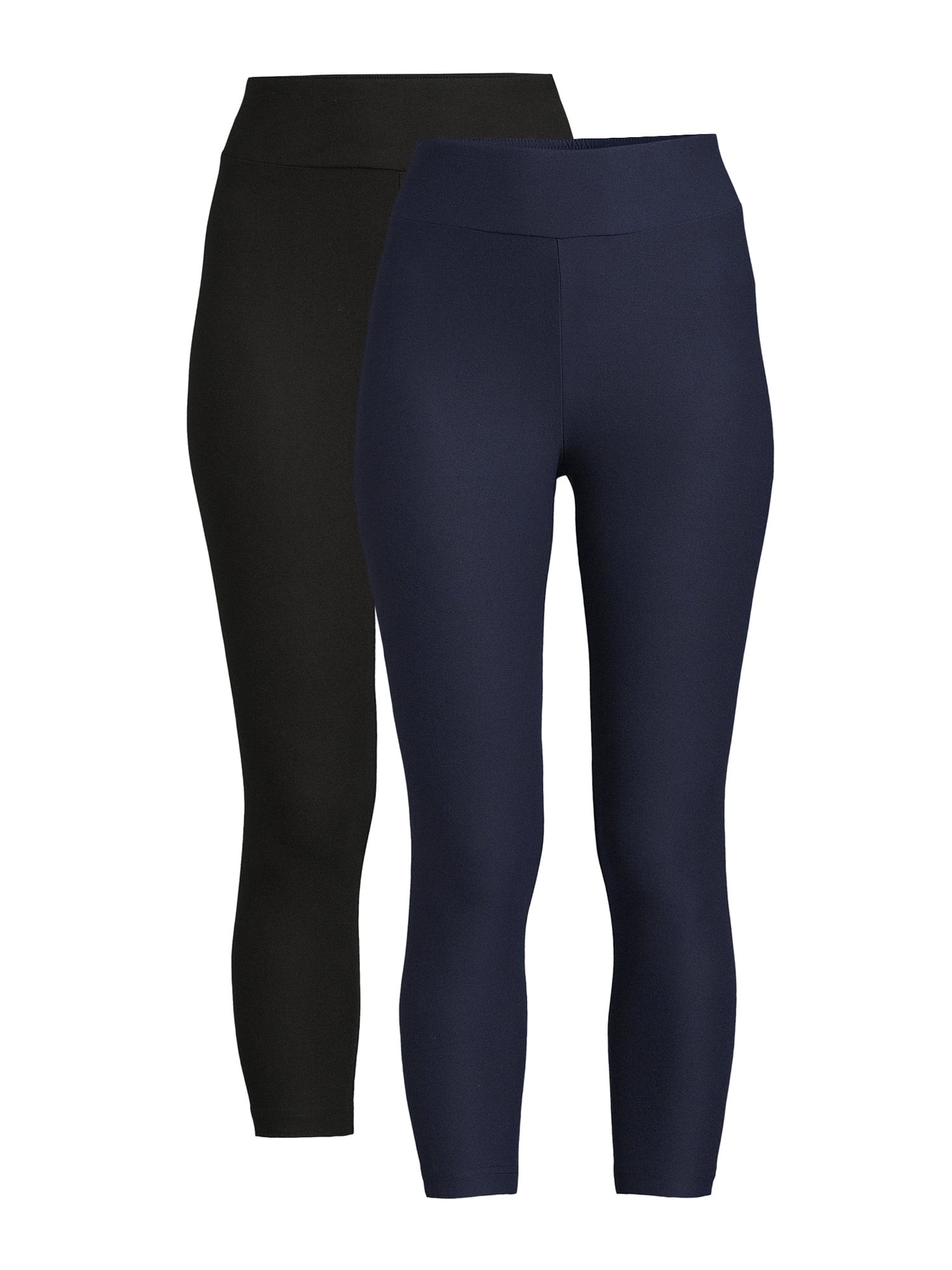 Time and Tru Women's High Rise Knit Capri Leggings, 2-Pack - Walmart.com | Walmart (US)