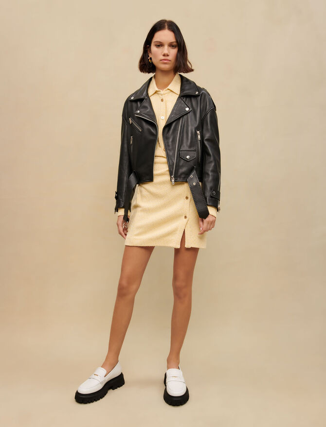 Leather biker-style jacket | Maje US