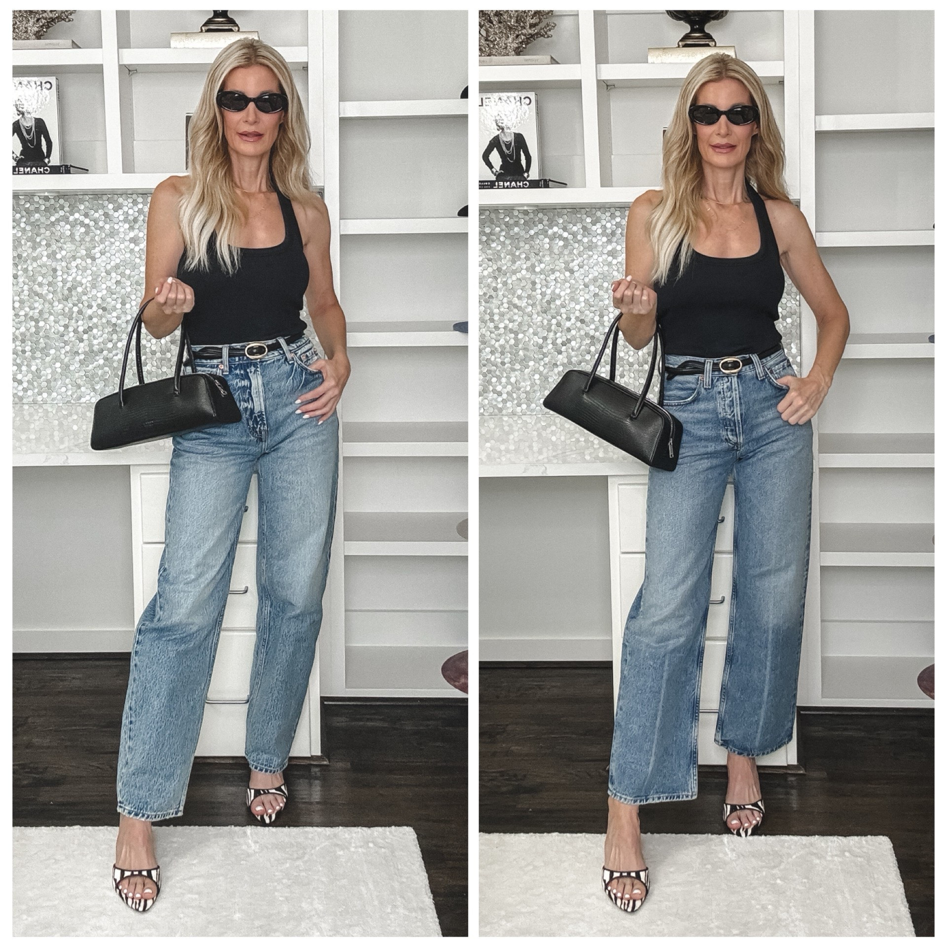 2 pairs of jeans. I’m only keeping one.

The ones that are going back - AGOLDE Arc jeans: lower rise, shorter length, wider ankle. Cute, but they cut my legs off and make them look shorter.

The ones I’m keeping - PISTOLA Soft Barrel jeans: higher rise, longer length, tapered ankle. This combo is everything — it creates the illusion of longer legs and looks 10x more flattering.

Moral of the story: rise + length + taper = the difference between an outfit that fights you and one that works for you.

Wearing a 24 in both, and an XS in this black halter top.

#LTKdayinmylife #LTKootd #LTKOver40