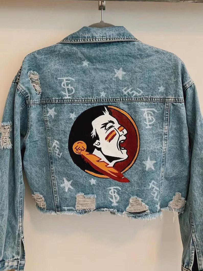 Florida State University FSU Custom Hand-painted gameday denim jean jacket DESIGN #1 | Etsy (US)