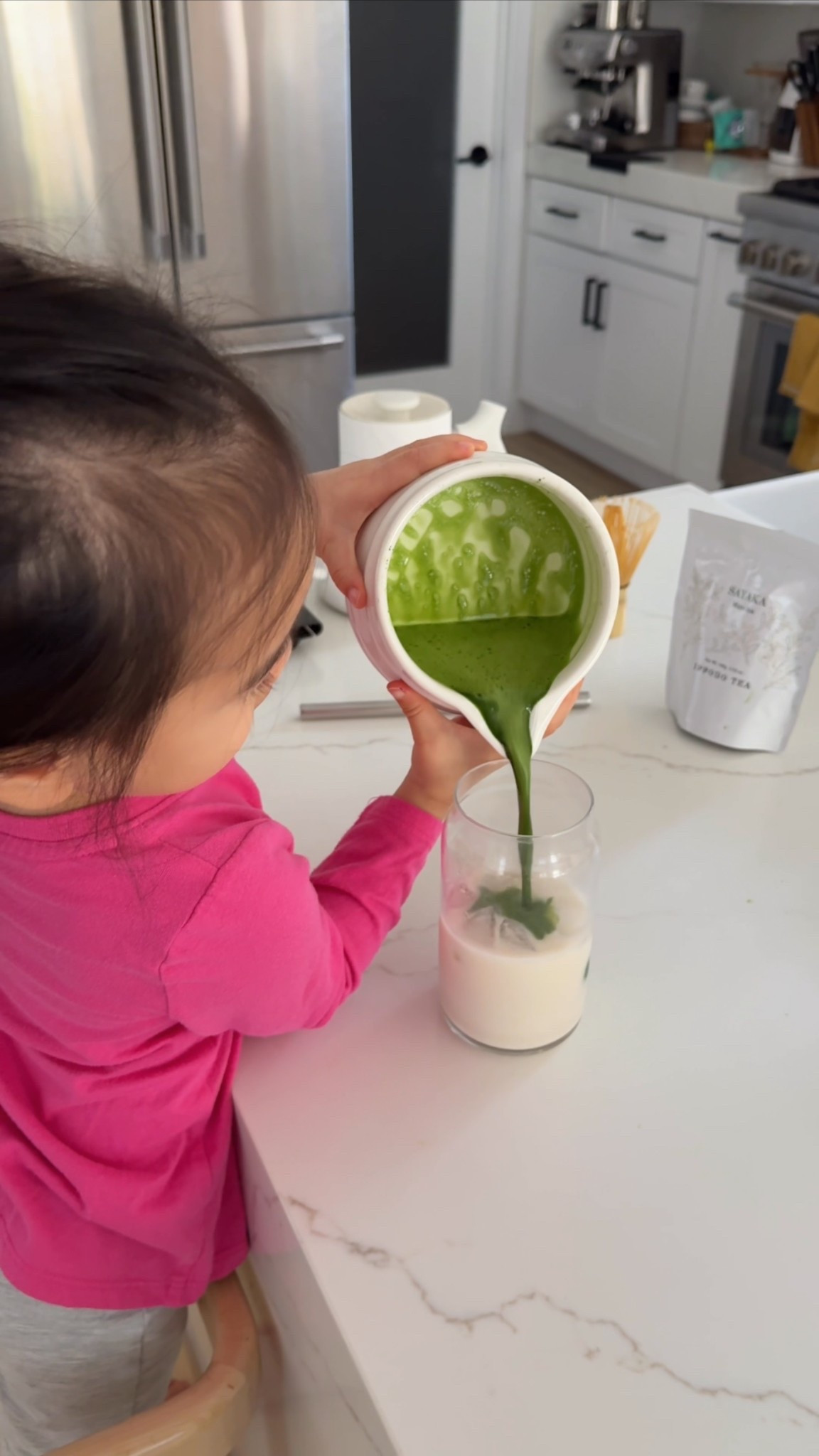 my little matcha barista 🍵🍵 it’s part of our morning routine now! #matcha #toddlermom #toddlerfun #kitchen 

#LTKHome #LTKmomlife #LTKKids