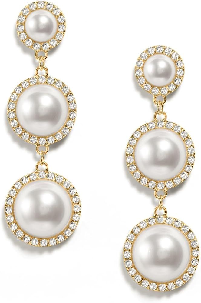 PopTopping Long Pearl Earrings Tassel Pearl Dangle Earrings For Women Gold Pearl Tassel Drop Earr... | Amazon (US)