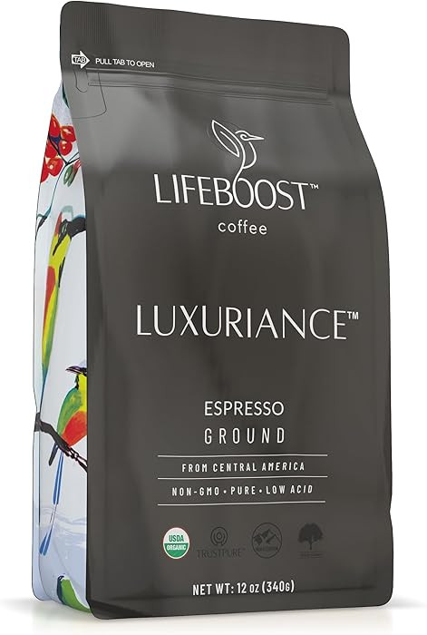 Lifeboost Organic Espresso Ground Coffee - Non-GMO Low Acid Single Origin USDA Shade Grown Organi... | Amazon (US)