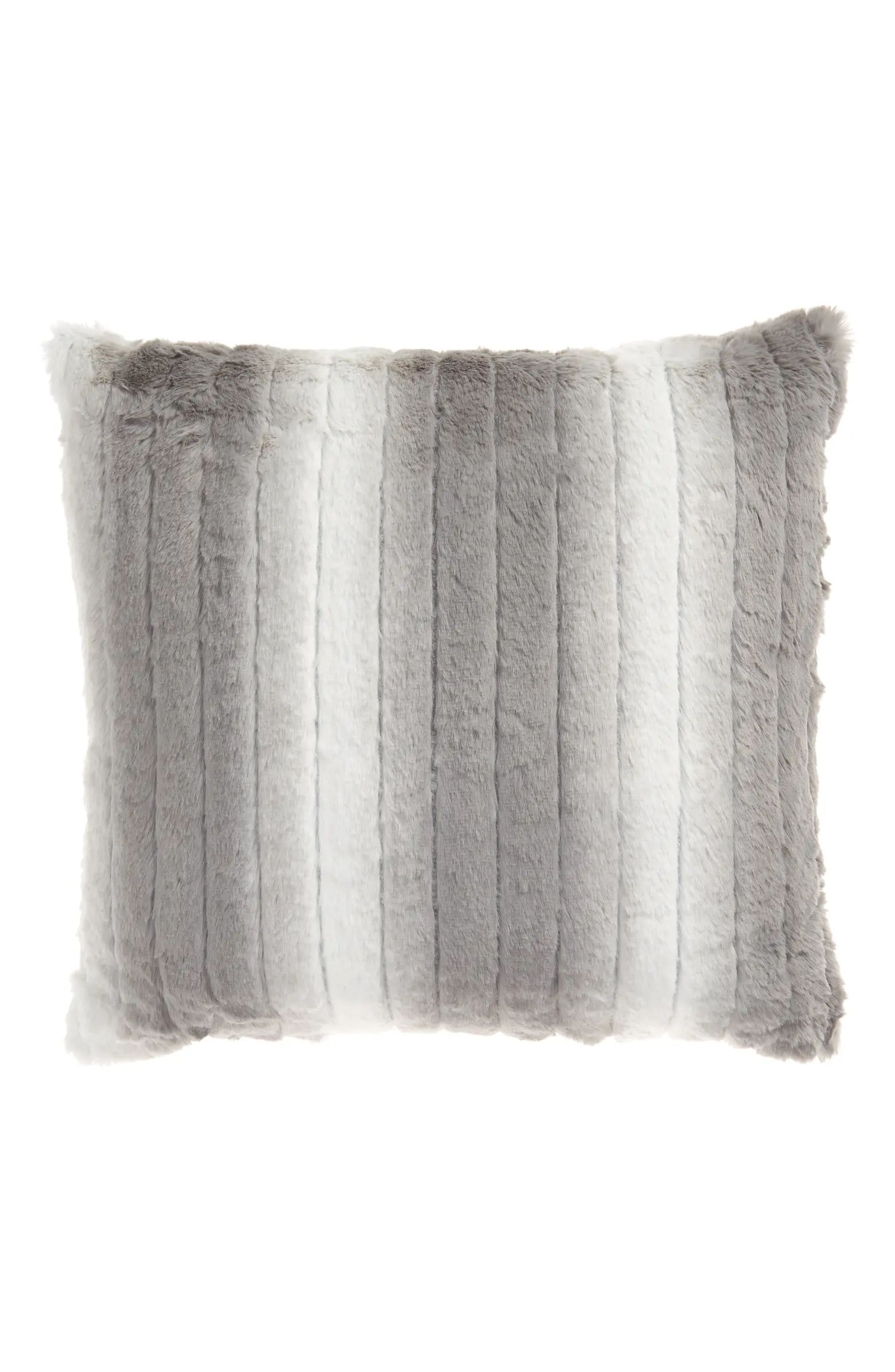 Stripe Faux Rabbit Fur Accent Pillow | Nordstrom