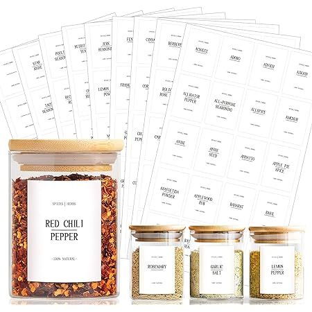 162 Minimalist Spice Jar Labels - Preprinted Spice Stickers - Black Text on White Waterproof Labe... | Amazon (US)