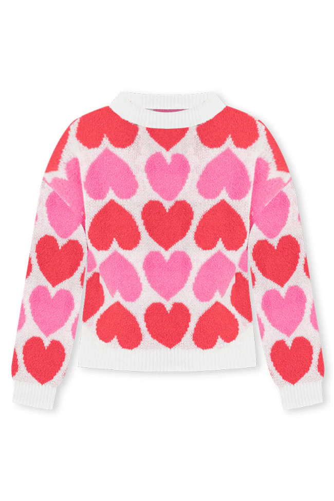 Loving On You Pink And Red Alternating Heart Sweater FINAL SALE | Pink Lily