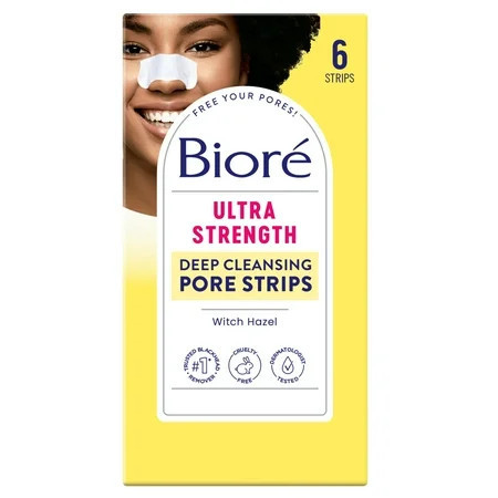 Bioré Witch Hazel Ultra Deep Cleansing Blackhead Remover Pore Strips, Nose Strips, 6 ct | Walmart (US)