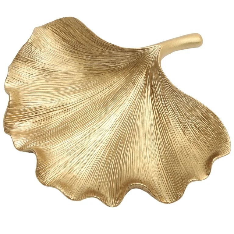 Leaf Shaped Gold Indoor Tabletop Trinket Tray | Walmart (US)