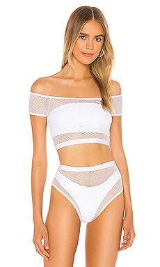 superdown Lorna Mesh Bikini Top in White from Revolve.com | Revolve Clothing (Global)