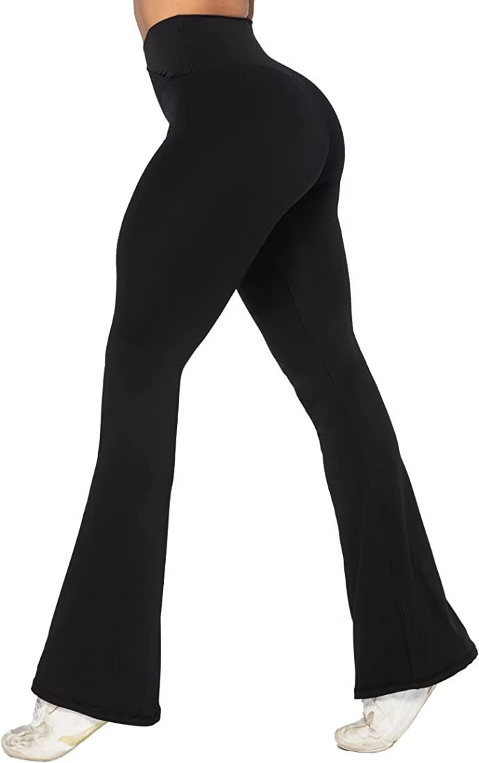 Sunzel Womens Flare Leggings with Tummy Control Crossover Waist and Wide Leg | Amazon (US)