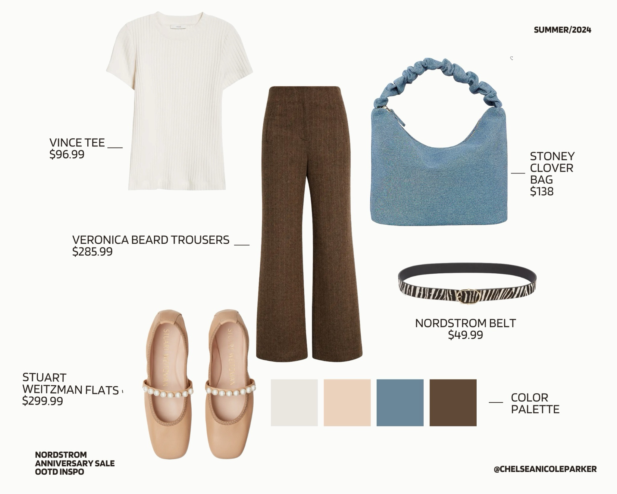 Vince Ribbed White Cream T-Shirt + Veronica Beard Brown Cropped Wide Leg Trousers + Nordstrom Zebra Belt + Stuart Weitzman Pearl Ballet Flats + Revolve Stoney Clover Denim Bag - Nordstrom Anniversary Sale / Business Casual / Chic Style / Old Money Dress To Impress / OOTD Inspo

#LTKxNSale #LTKFindsUnder100 #LTKFindsUnder50