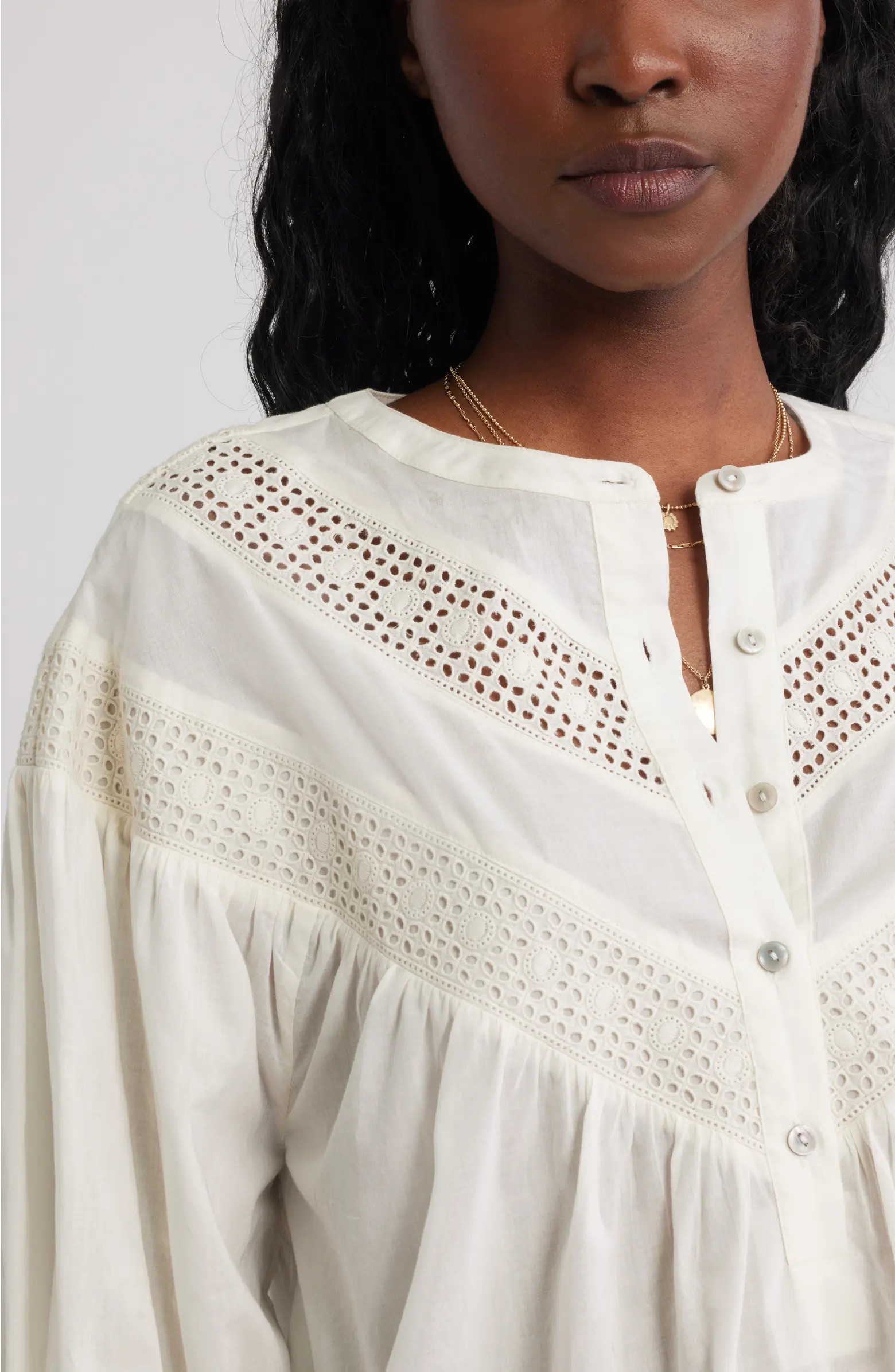 Lace Inset Woven Shirt | Nordstrom