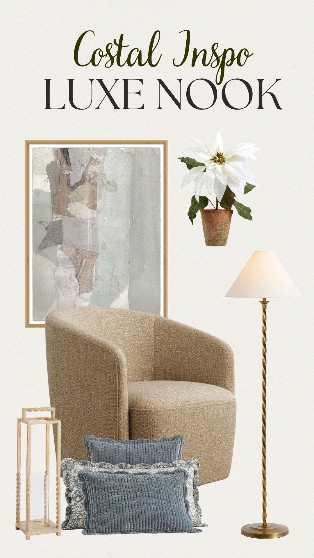 There is nothing more relaxing than a coastal neutral palette. I’m loving the mix of this curved sand-colored chair with those dusty blue textured pillows—it’s giving high-end seaside resort! 

Everything from the twisted brass lamp to the abstract art is linked for you. This is exactly how you create a space that feels bright, airy, and super expensive. ✨


#coastalclueless #neutralhome #luxenook #homerefresh #ltkunder100 #beachchic #livingroomideas 

 #LTKHome #LTKSaleAlert #LTKFindsUnder50