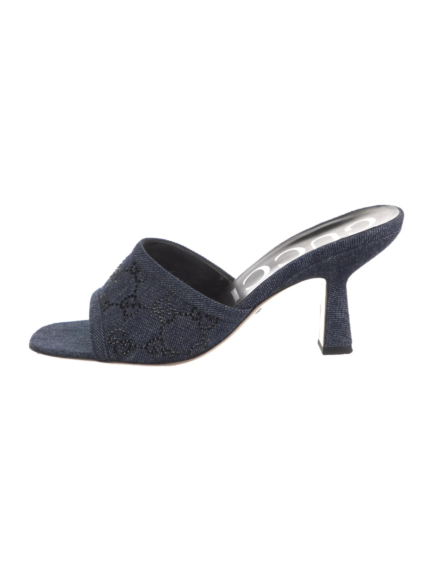 Gucci GG Logo Denim Slides - Blue Sandals, Shoes - GUC2048485 | The RealReal | The RealReal