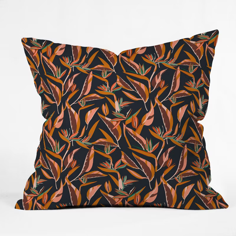 Holli Zollinger Elle Bird Feathers Square Throw Pillow Black/Orange - Deny Designs | Target