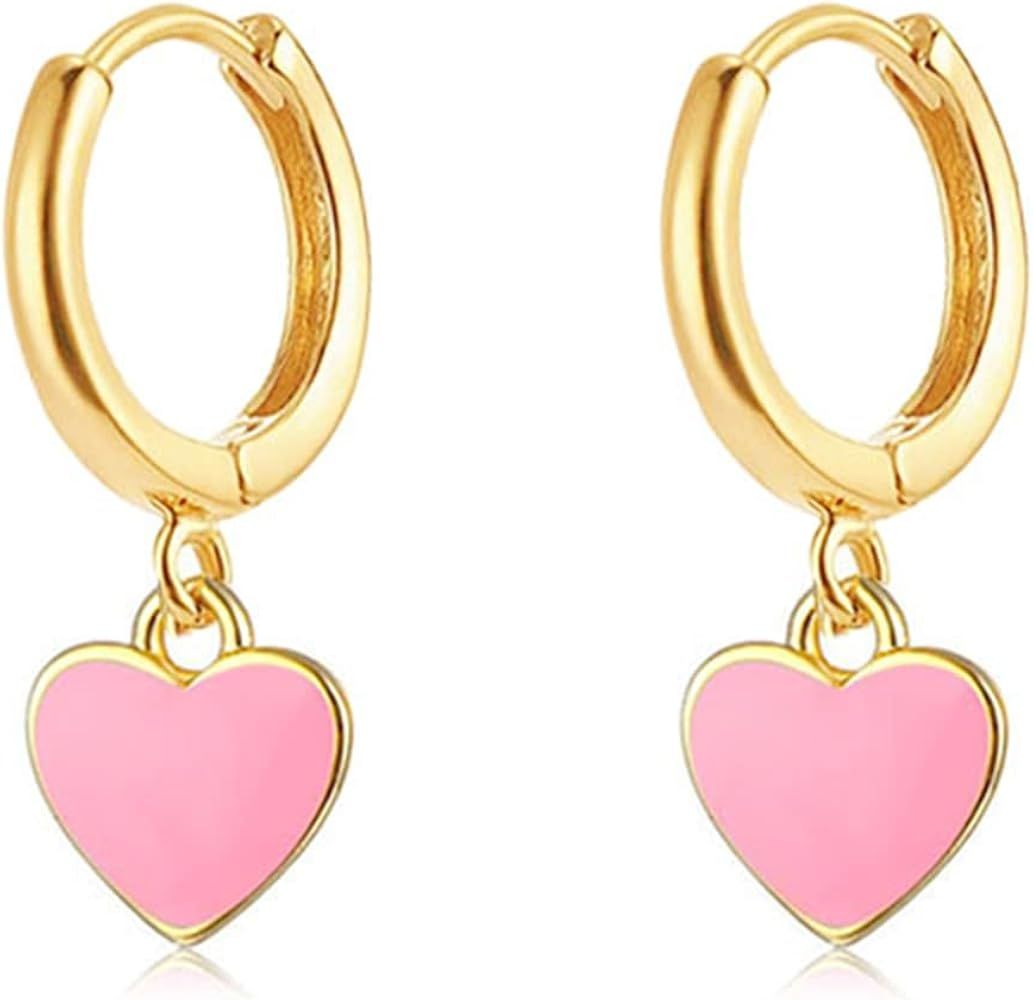 coadipress Pink Love Heart Valentine's Day Hoop Earrings for Women Fashion Statement Earring Hear... | Amazon (US)