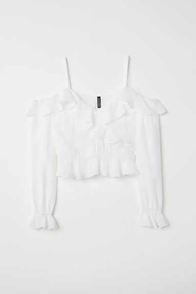 H & M - Open-shoulder Blouse - White | H&M (US + CA)