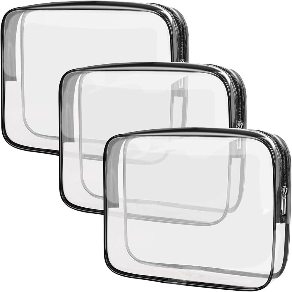 APREUTY Clear Makeup Bags, TSA Approved 3 Pcs Cosmetic Makeup Bags Set Clear PVC with Zipper Hand... | Amazon (US)