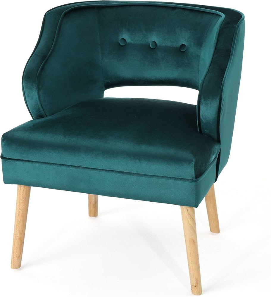 Christopher Knight Home Mariposa Mid-Century Velvet Accent Chair, Teal / Natural | Amazon (US)