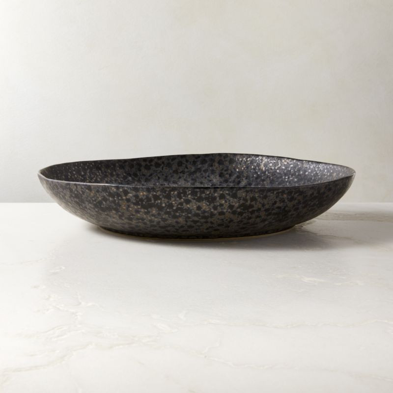 Melva Black Serving Bowl with Reactive Glaze | CB2 | CB2