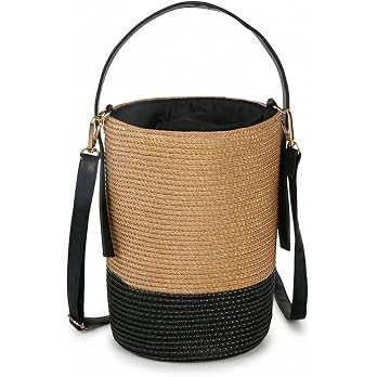 Eiyye Mini Woven Bucket Bag for Women Lightweight Straw Style Crossbody Purse with Leather Strap ... | Amazon (US)
