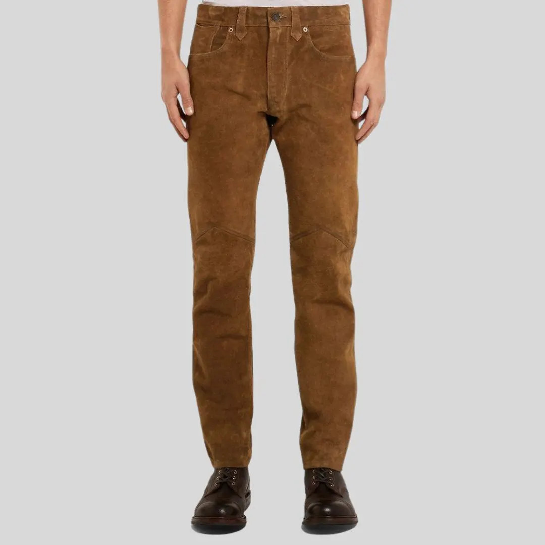 Men's Brown Goatskin Suede Pants – Relaxed Fit Leather Trousers | Etsy (US)