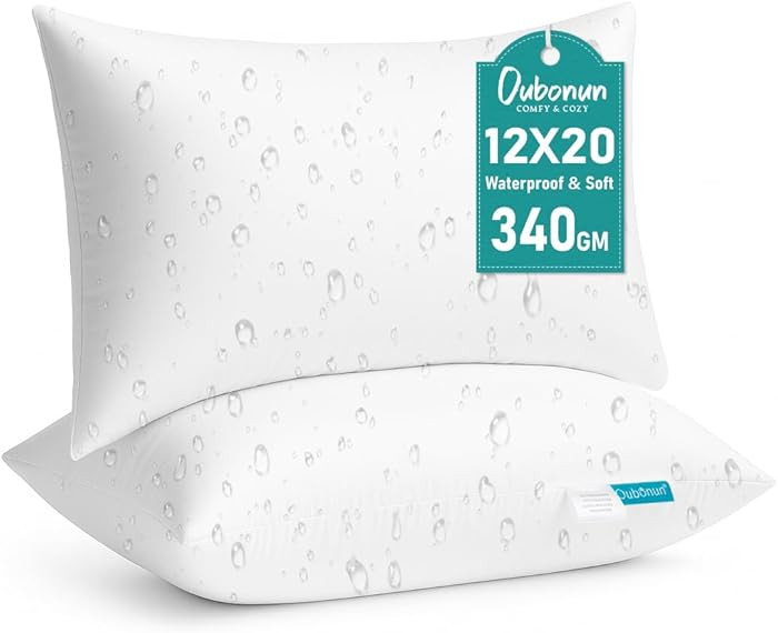 Oubonun 12x20 Waterproof Outdoor Lumbar Pillow Inserts – Set of 2 Soft & Fluffy, Water Resistan... | Amazon (US)