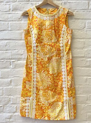 Vintage 1960s The Lilly Pulitzer Crochet Lace Floral Shift Dress Orange Yellow 8  | eBay | eBay US