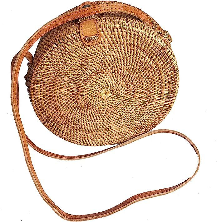 Rattan Nation - Handwoven Round Rattan Bag Straw Bag | Amazon (US)