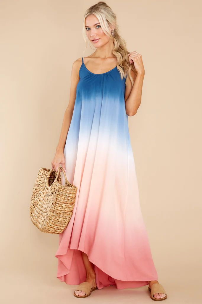 Paradise With You Pink And Blue Multi Ombre Maxi Dress | Red Dress 
