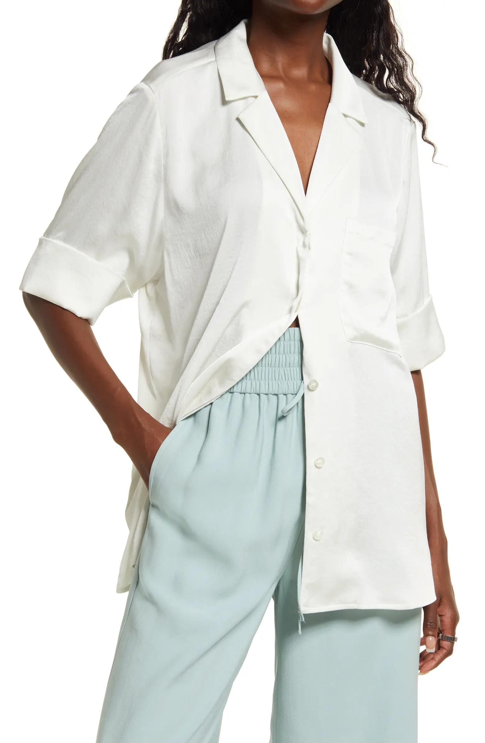 Satin Camp Shirt | Nordstrom