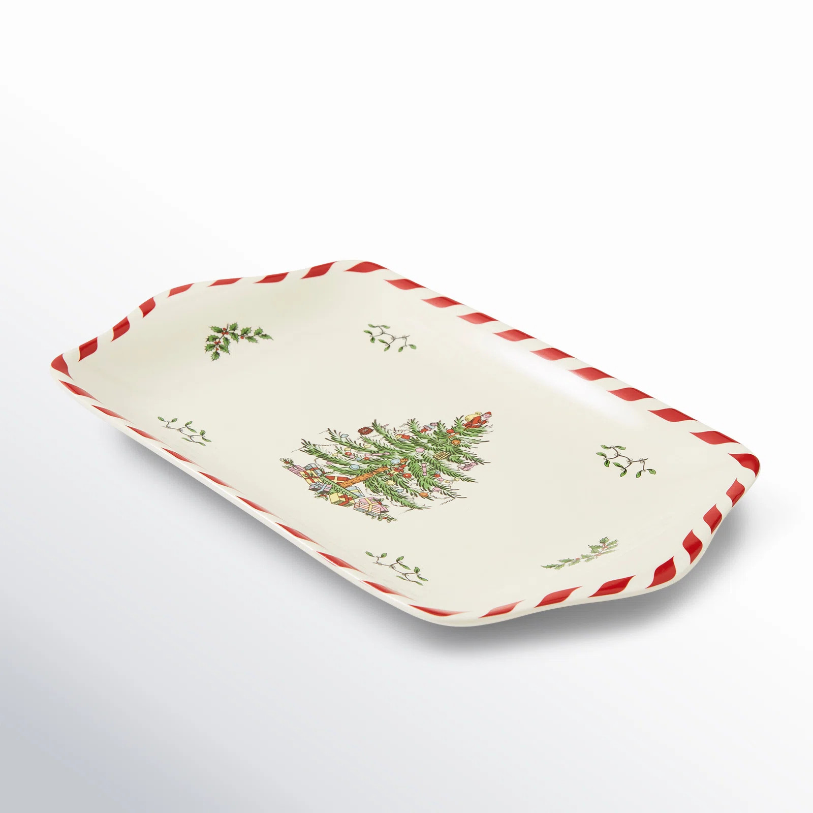 Spode Christmas Tree Peppermint Dessert Tray | Birch Lane