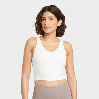 Women's Flex Light Support V-Neck Cropped Sports Bra - All In Motion™ Cream XL | Target