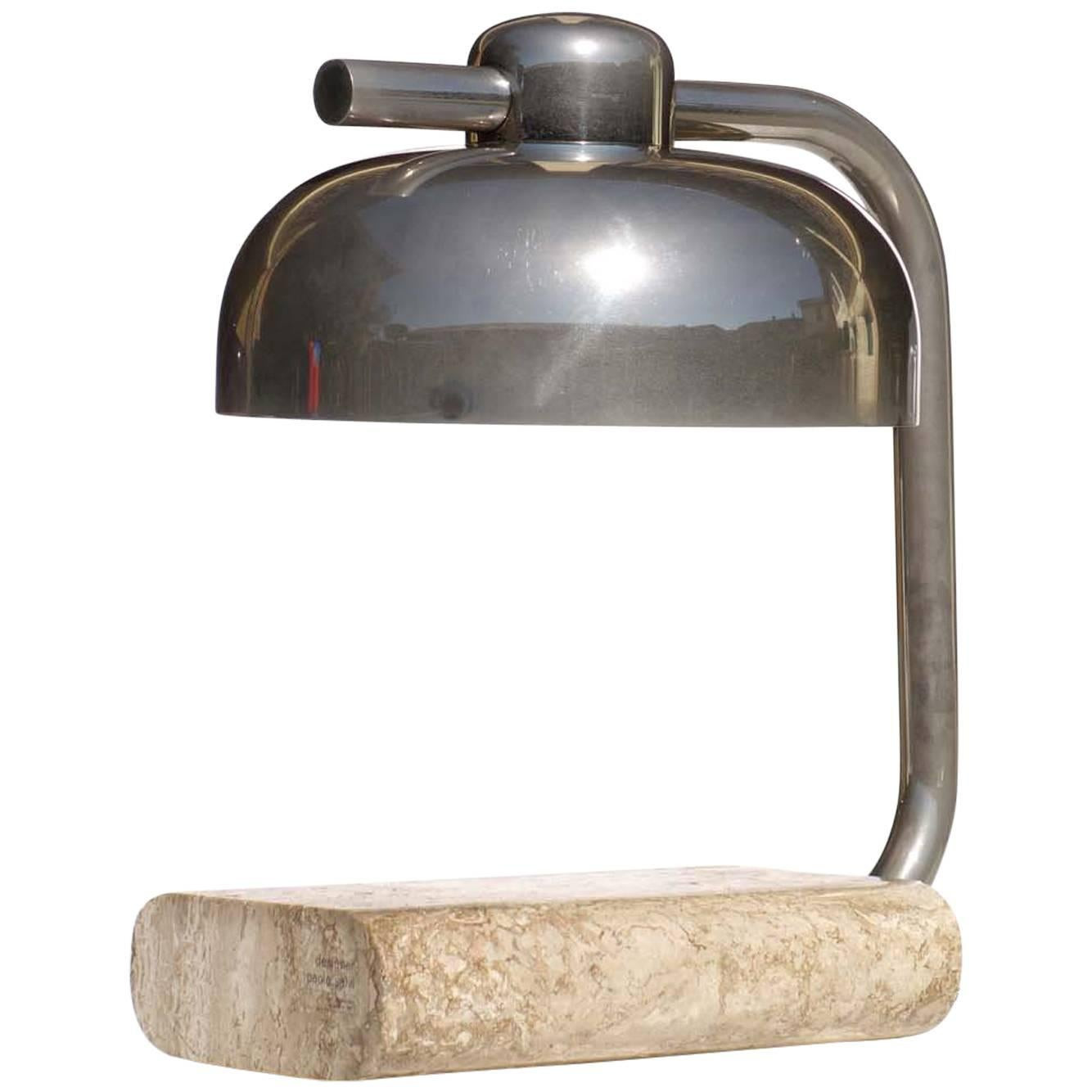 1970s Italian Design by Paolo Salvi Travertine Marble Table Lamp | 1stDibs