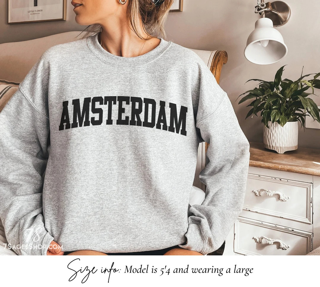 Amsterdam Sweatshirt, Netherlands Sweater, Amsterdam Souvenir Gift, Europe Travel, Soft Crewneck ... | Etsy (US)