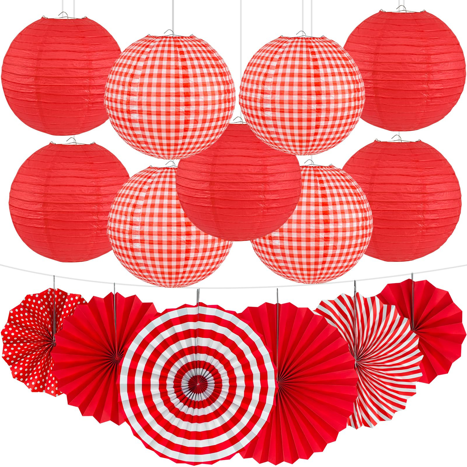 Amazon.com: 15 Pcs Red Gingham Party Decorations, 12 Inch Hanging Paper Lanterns and Fans for Picnic, BBQ, Pizza Party, Crawfish Boil, Birthday, Baby Shower, Graduation : Tools & Home Improvement | Amazon (US)