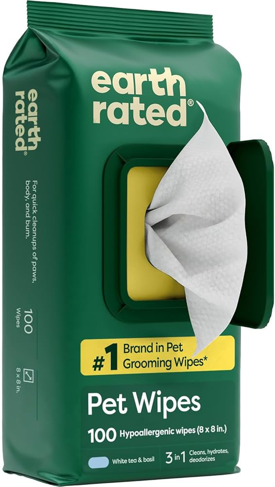 Earth Rated Pet Wipes for Dogs and Cats, Hypoallergenic, 3-in-1 Cleaning, Deodorizing and Hydrati... | Amazon (US)