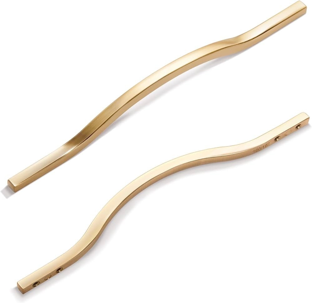 Goo-Ki Low Profile Brushed Brass Cabinet Pulls, Double Hole Centers (6.3''/7.6'') Zinc Alloy Hand... | Amazon (US)