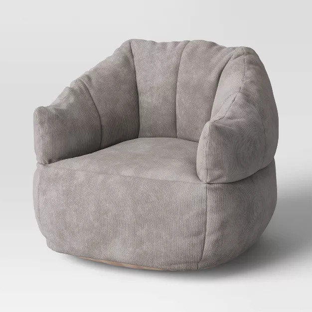 Corduroy Structured Bean Bag Chair Light Gray - Room Essentials™ | Target