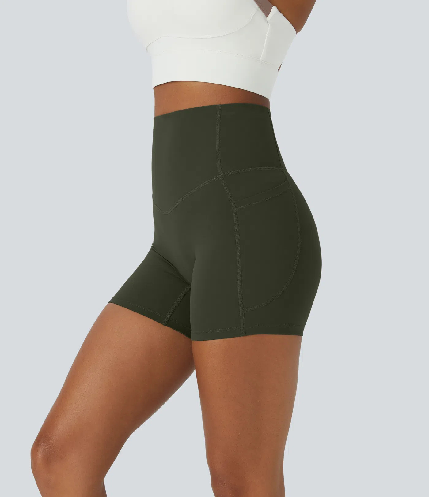 Halara UltraSculpt™ High Waisted Tummy Control Side Pocket Shaping Training Biker Shorts 5'' | HALARA