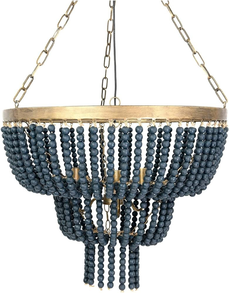Creative Co-Op 2-Tier Draped Wood Bead Chandelier | Amazon (US)