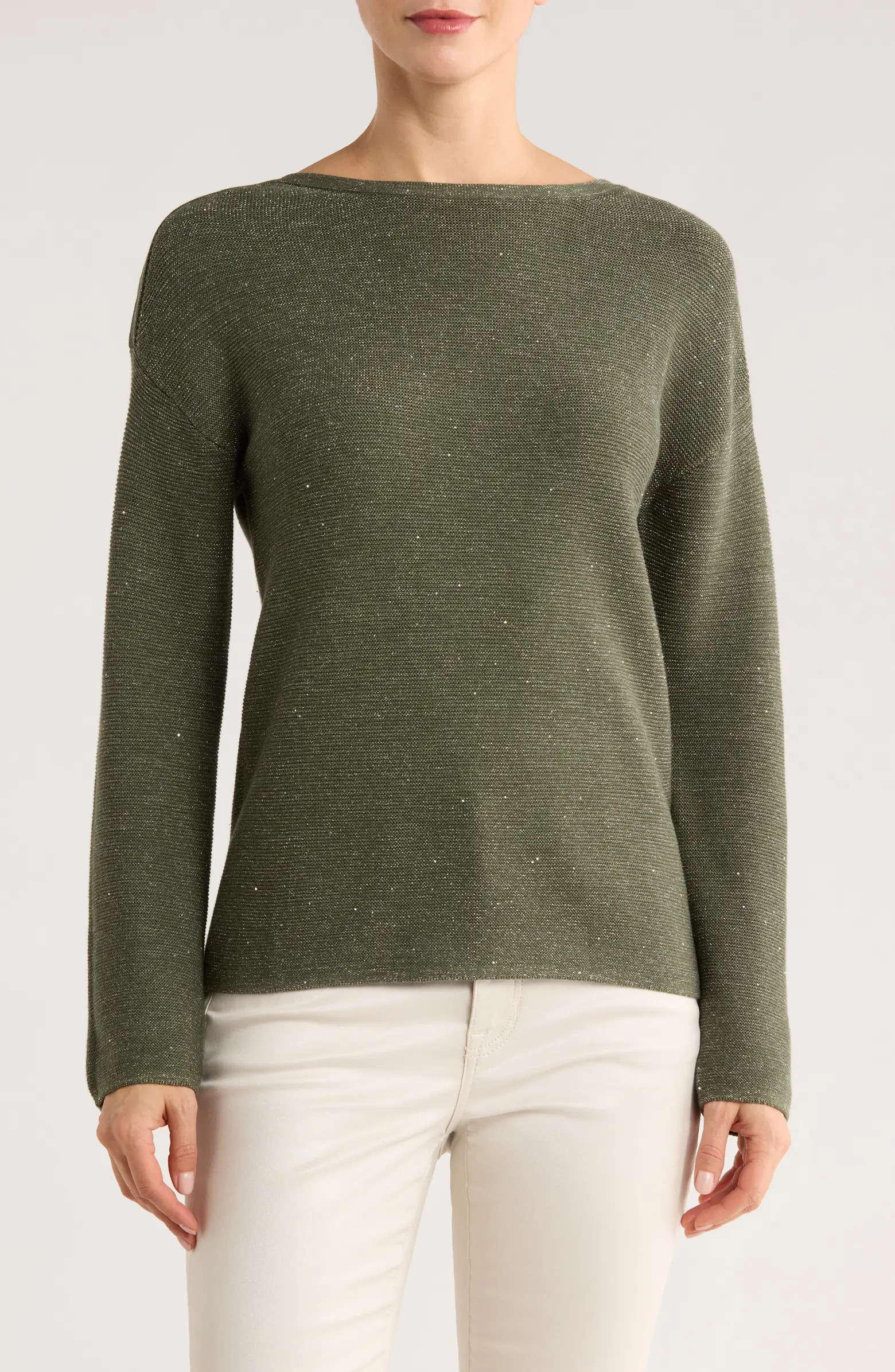 Crystal Sands Sequin Relaxed Fit Cotton Blend Sweater | Nordstrom