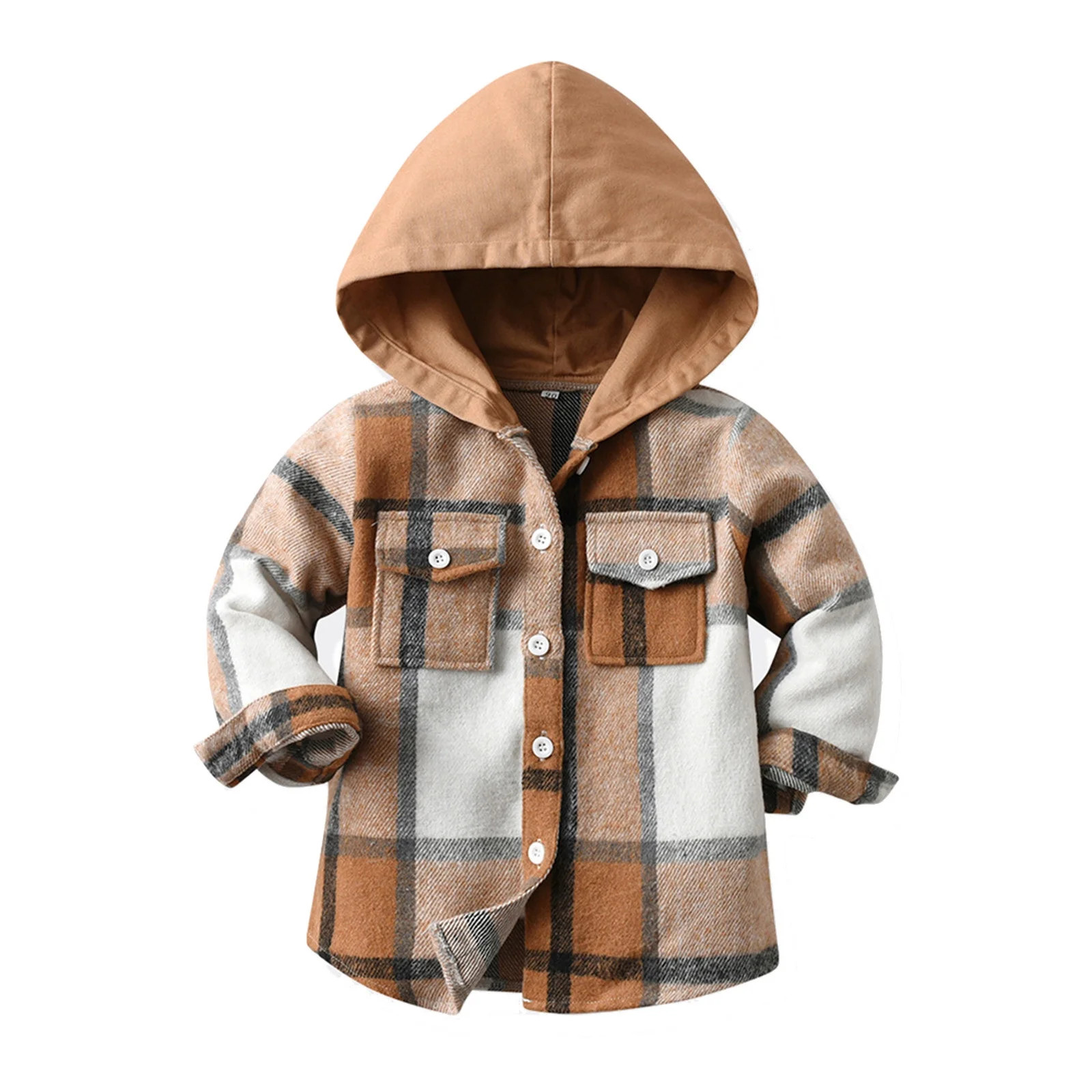 Toddler Baby Boy Girls Hoodie Plaid Flannel Shirt Jacket Hooded Lapel Button Down Shacket Jacket ... | Walmart (US)